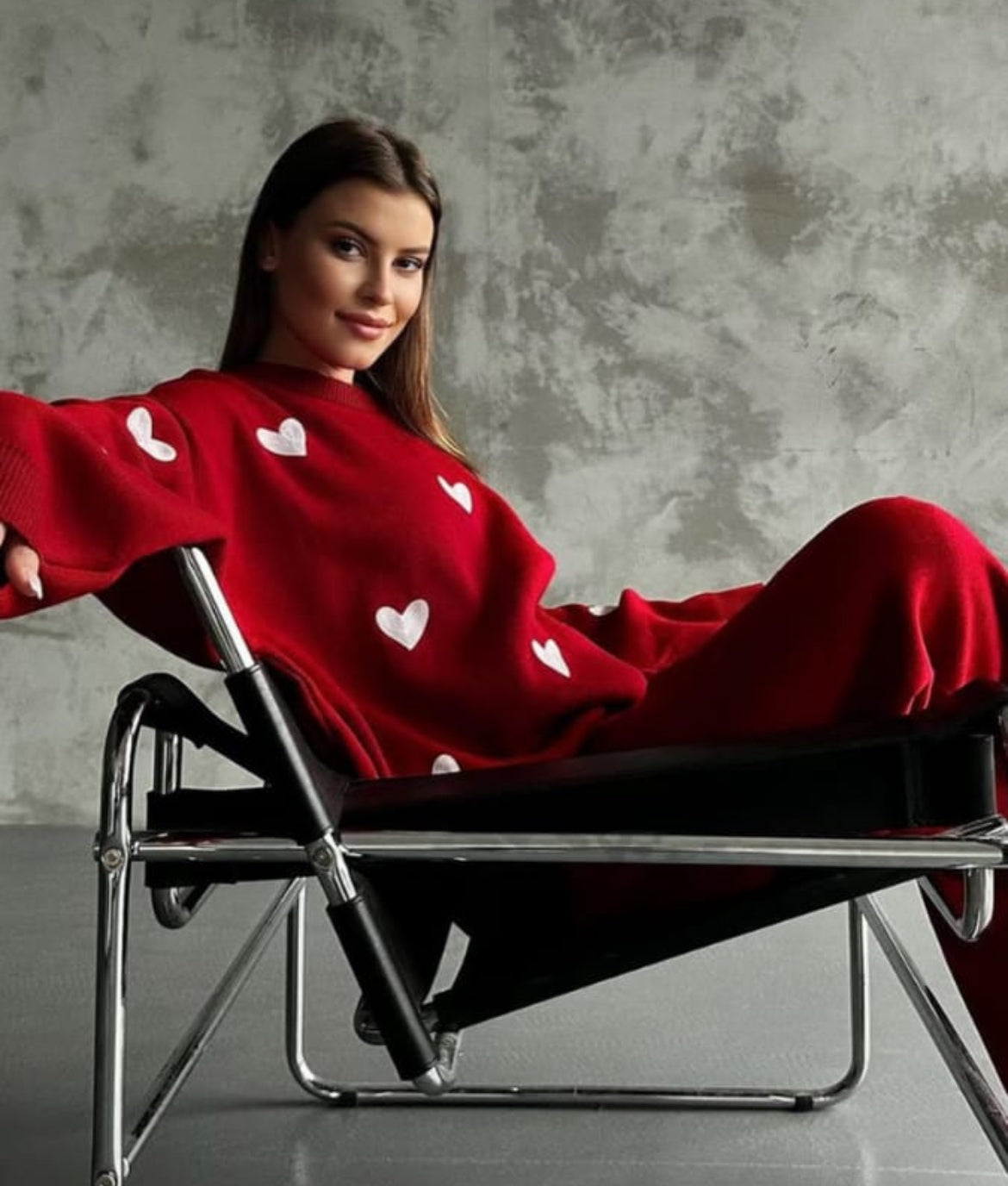 Knit heart woolen co ord