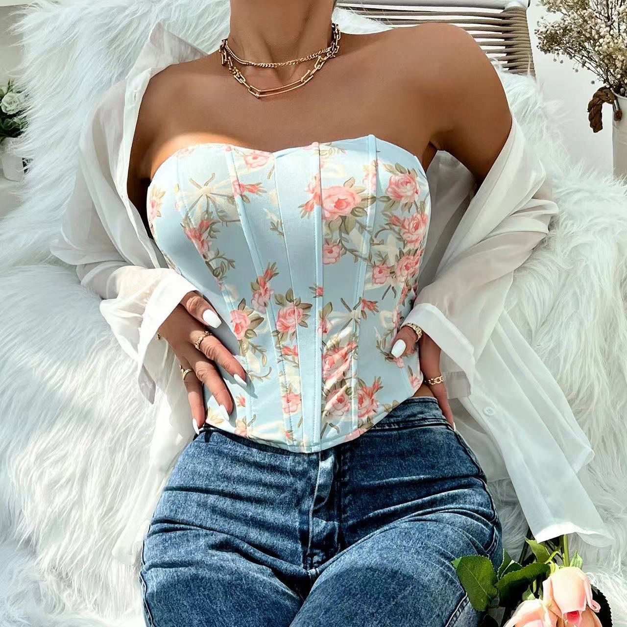 Floral corset top