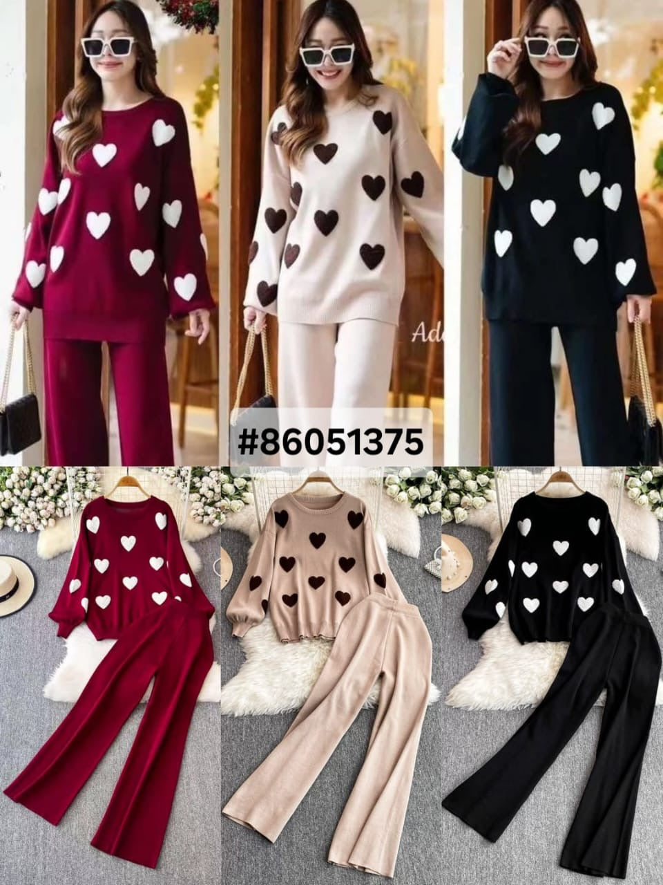 Knit heart woolen co ord