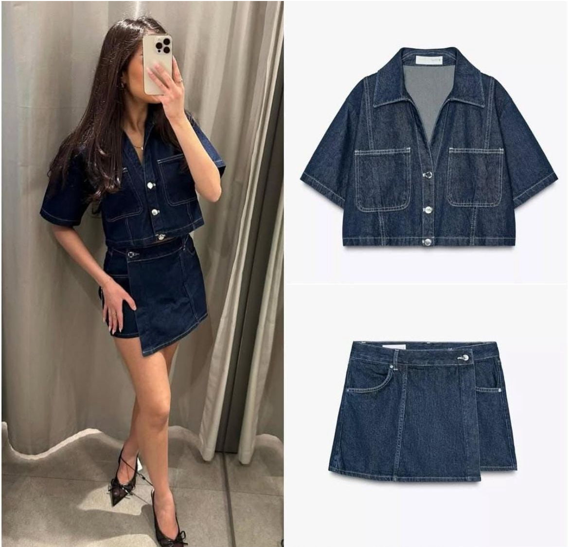 Denim skirt set
