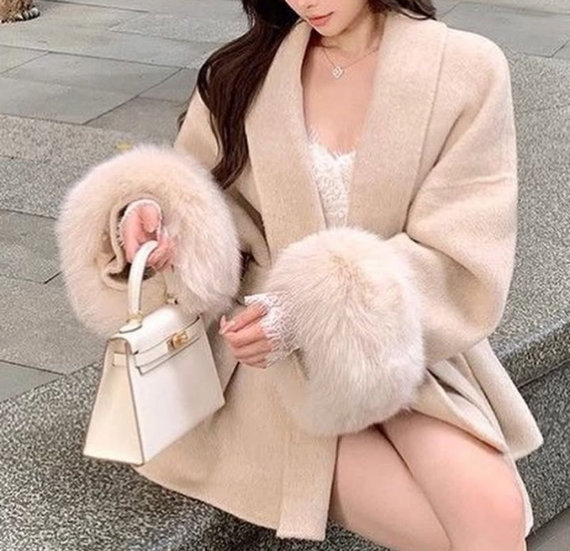 Geyie fur wrap coat