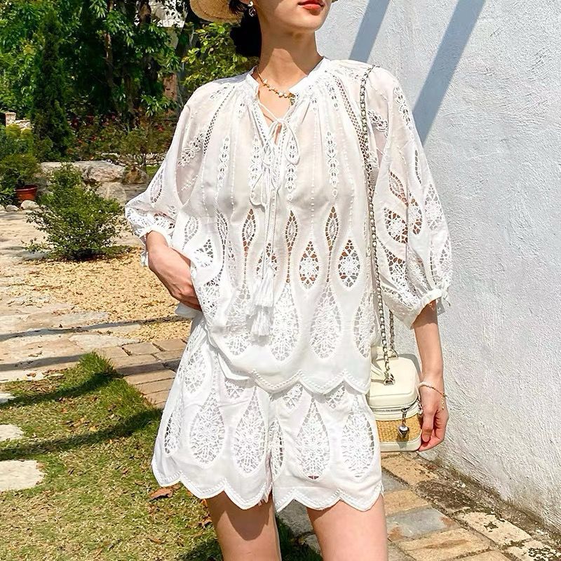 Cut work summer top