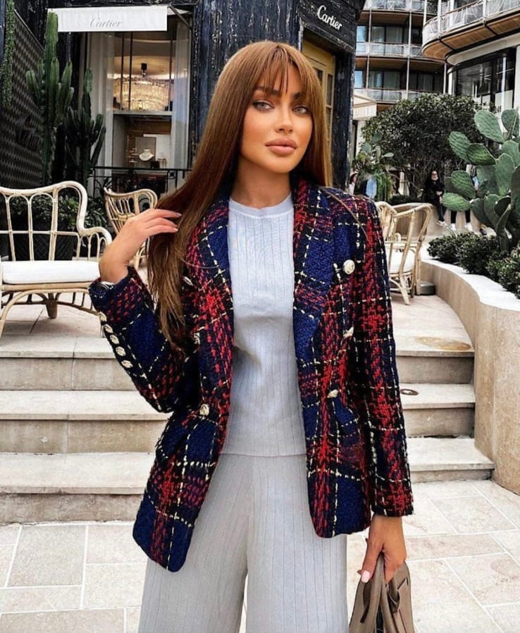 Plaid check blazer