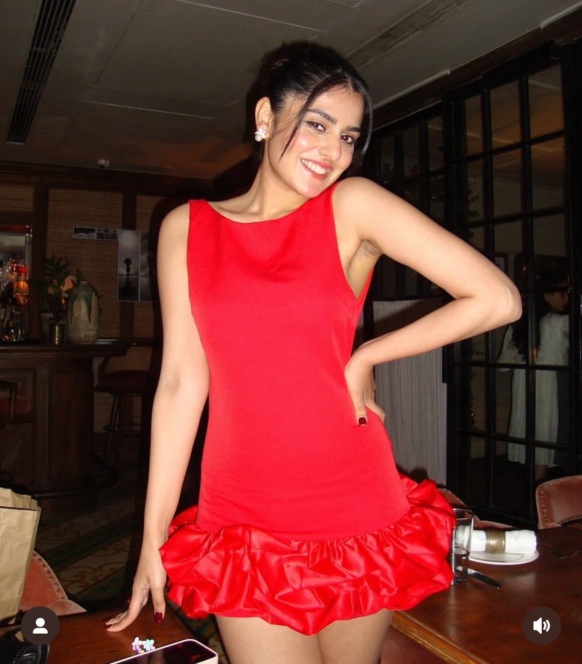 Red ruffle dress