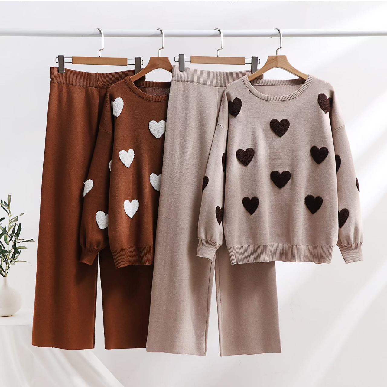 Knit heart woolen co ord