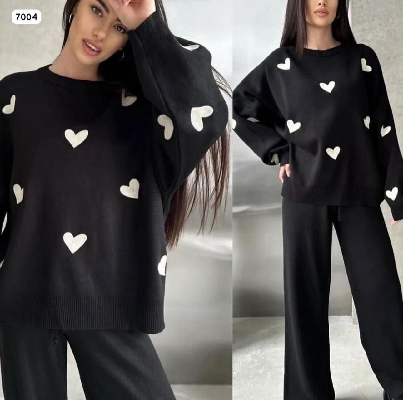 Knit heart woolen co ord