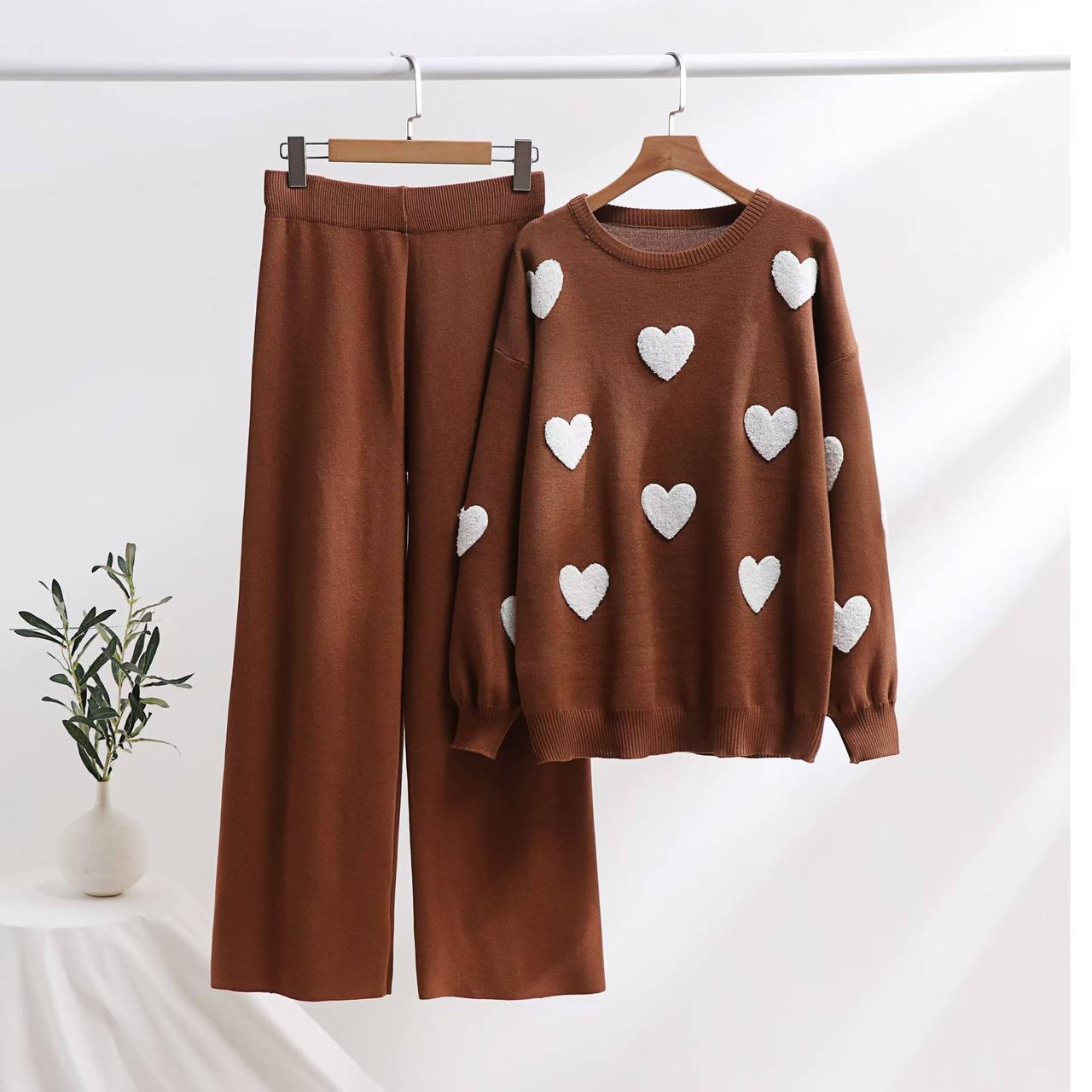 Knit heart woolen co ord