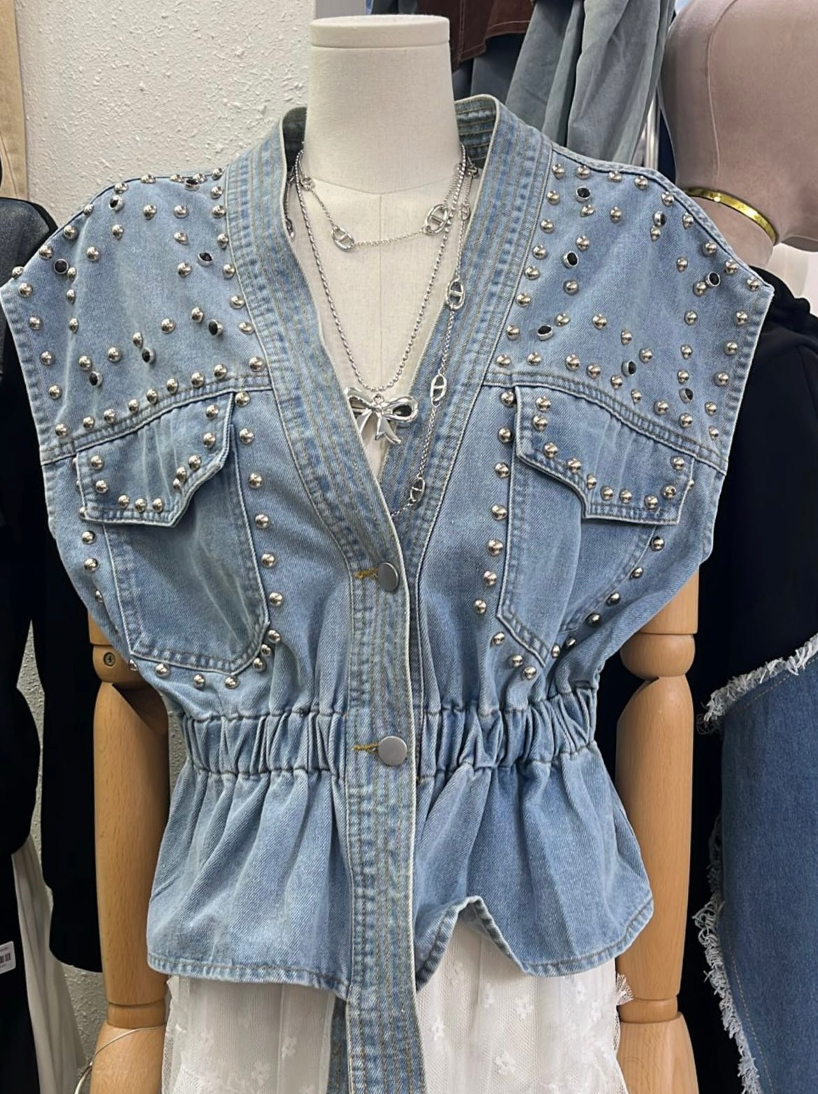 Denim studded jacket