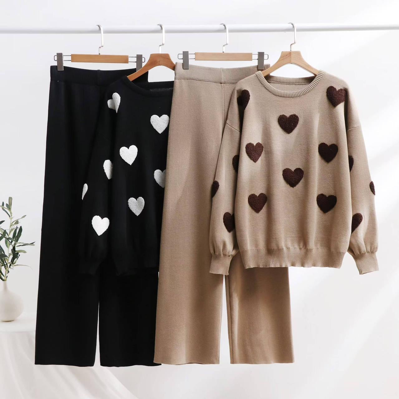 Knit heart woolen co ord