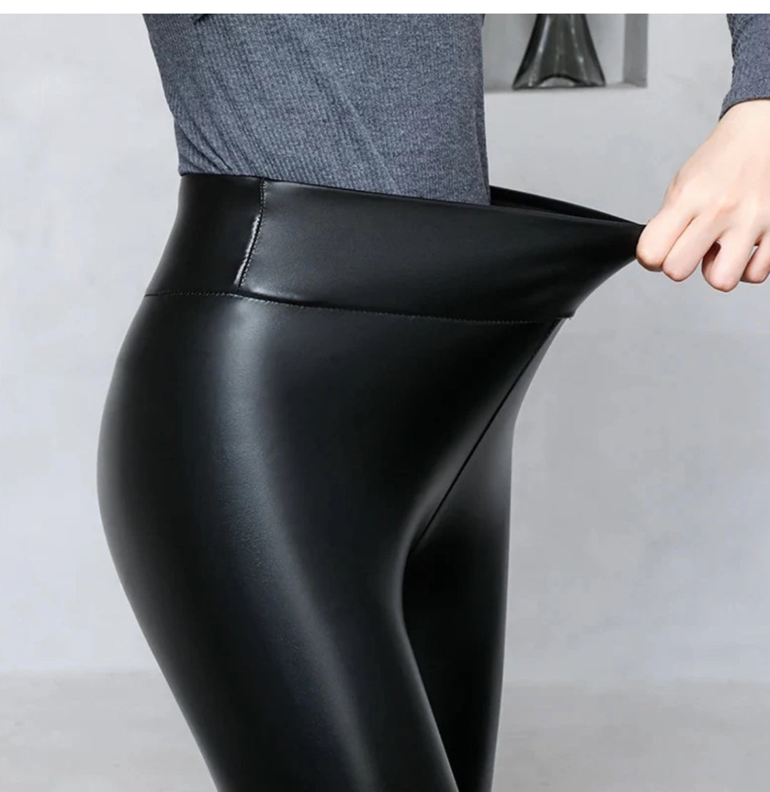 Leather fleece jeggings