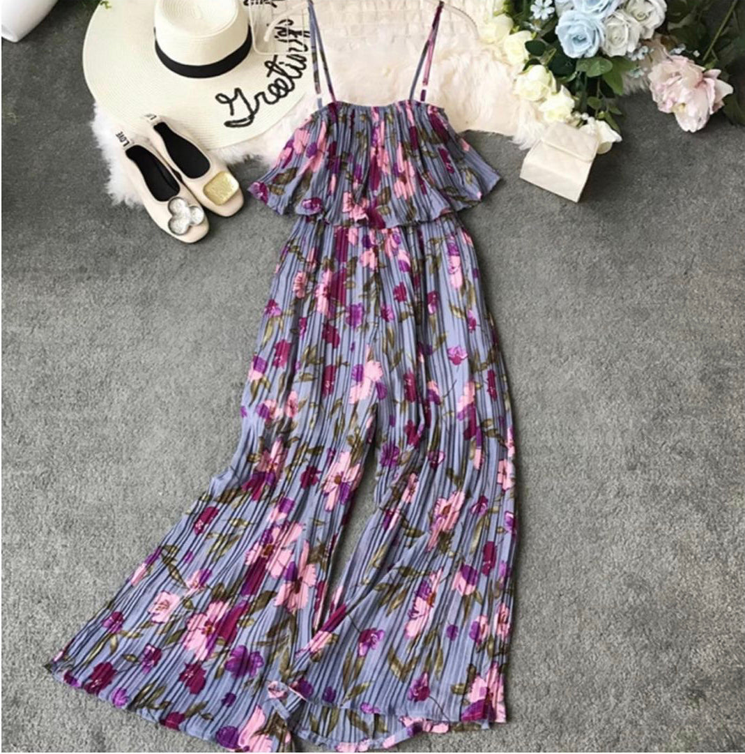 Floral strap jumpsuit