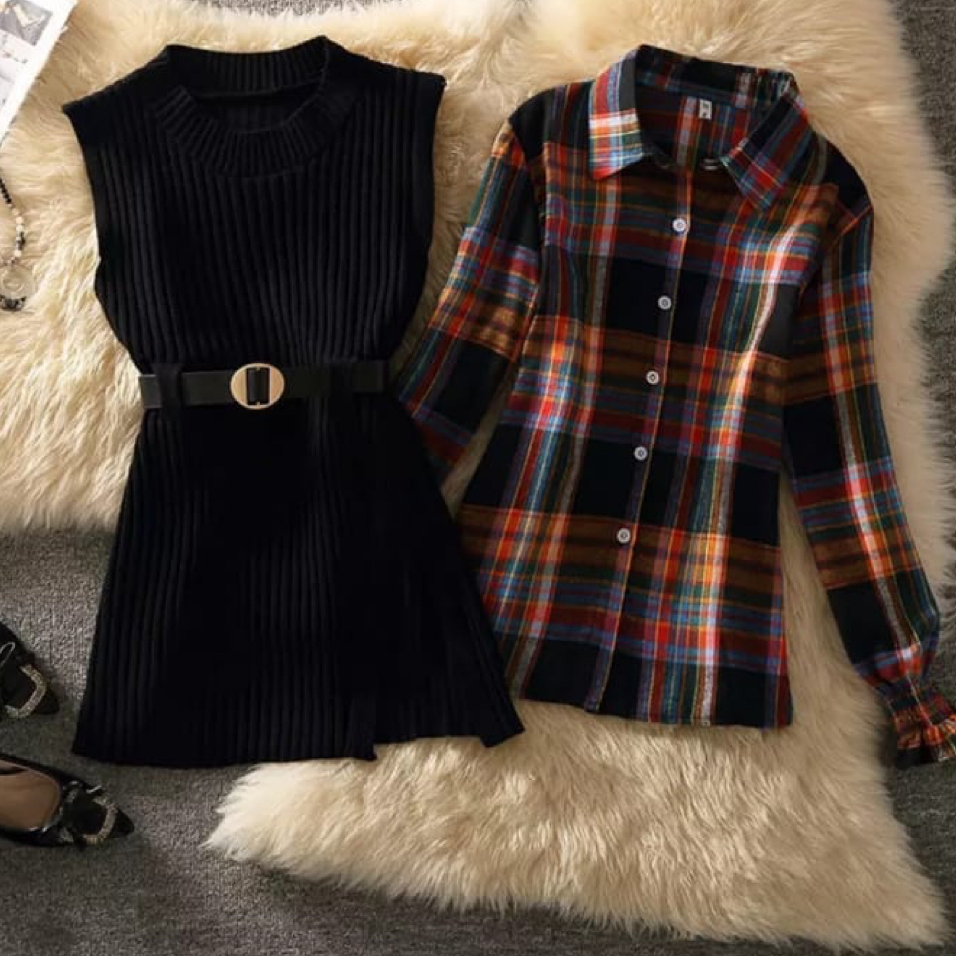 Plaid two piece