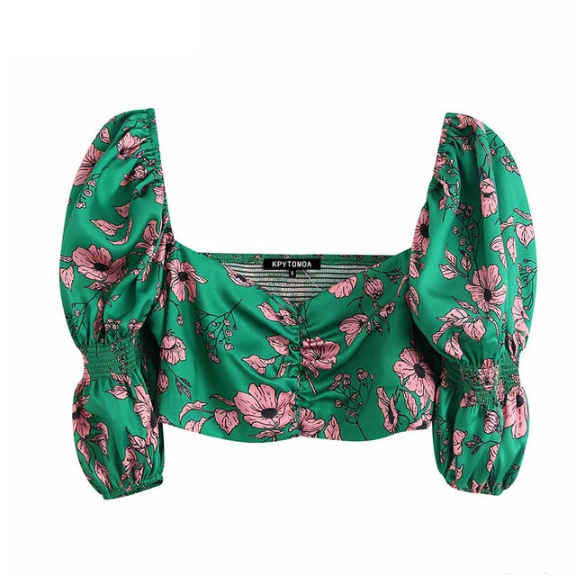 Eloise crop flora blouse