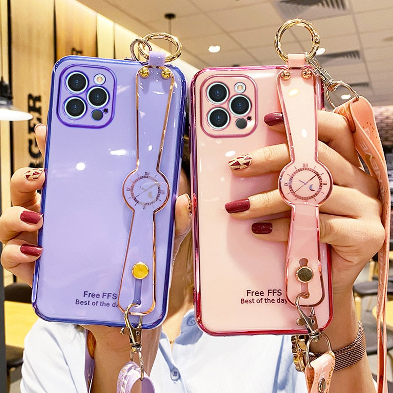 Wrist Strap Plating Phone Case