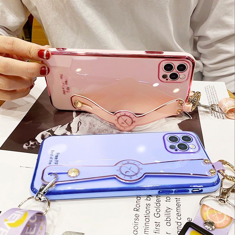 Wrist Strap Plating Phone Case